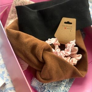 Brown and Black Headbands with Pink Scrunchie